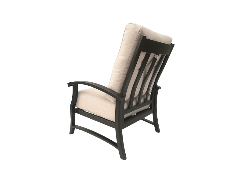 Sedia da patio Lodge in alluminio bronzo invecchiato con cuscini