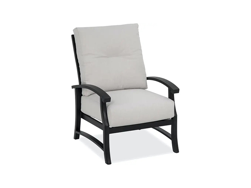 Sedia da patio Lodge in alluminio bronzo invecchiato con cuscini