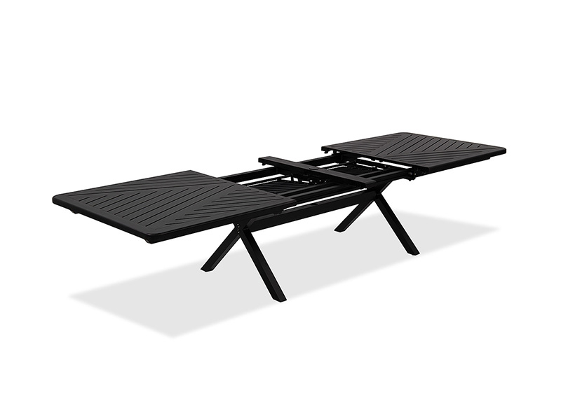 Patio in alluminio bronzo invecchiato Solstice 84-130 x 44 pollici. Tavolo da pranzo allungabile