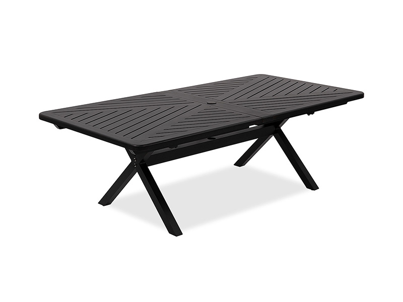 Patio in alluminio bronzo invecchiato Solstice 84-130 x 44 pollici. Tavolo da pranzo allungabile