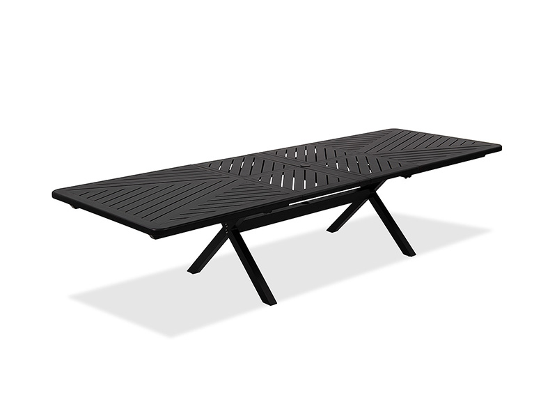 Patio in alluminio bronzo invecchiato Solstice 84-130 x 44 pollici. Tavolo da pranzo allungabile