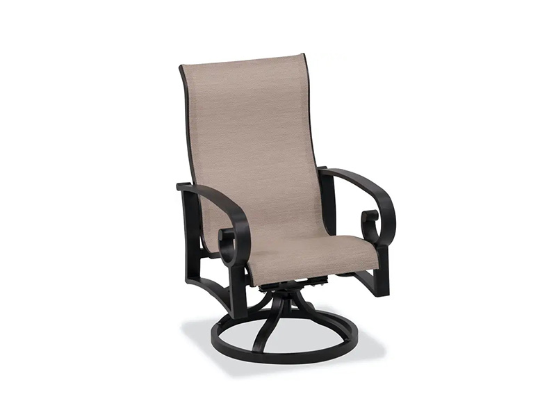 Sedia da pranzo da esterno fatta a mano con fionda in alluminio bronzo invecchiato per patio e giardino