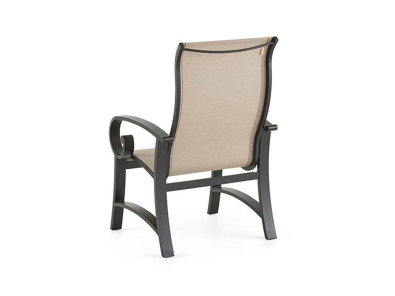 Sedia da pranzo Solstice in alluminio bronzo invecchiato con fionda