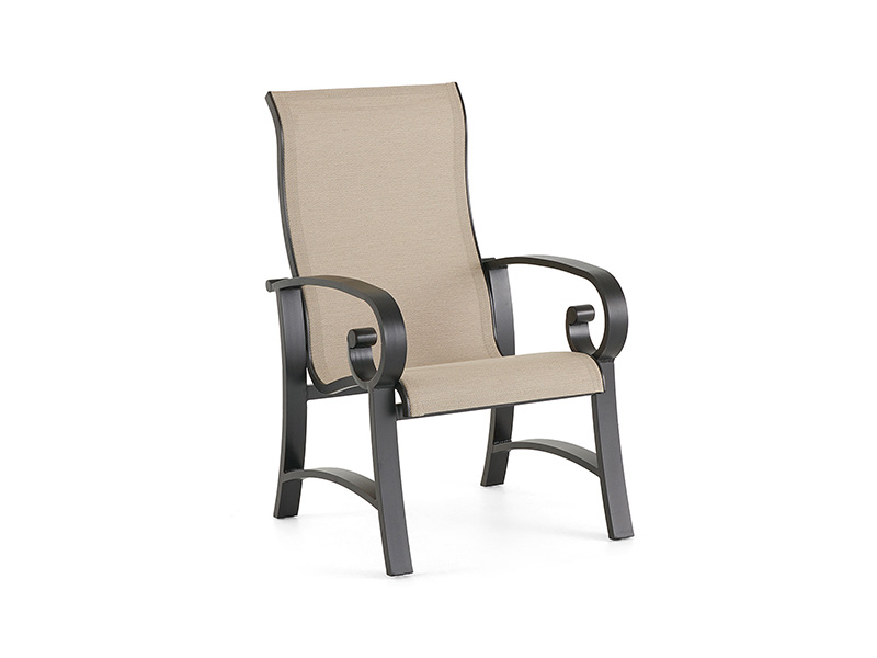 Sedia da pranzo Solstice in alluminio bronzo invecchiato con fionda